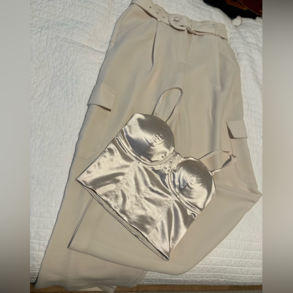 Express Elegant Cream Satin Bustier